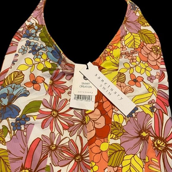 Sanctuary swimwear Reversible floral print One Piece Halter Swimsuit NWT size XS - Picture 9 of 16